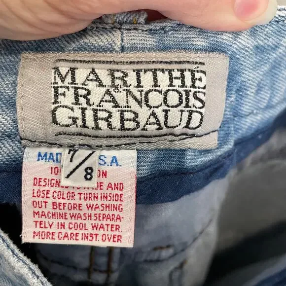 Vintage 90's Y2K Marithe Francois Girbaud Mom Jeans Acid Wash Tapered 7/8 (6) S - Picture 3 of 6